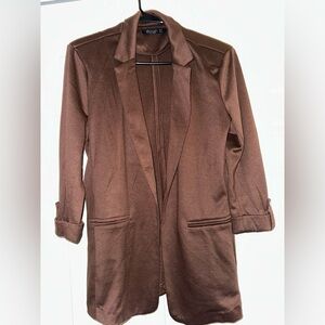 Brown Open Front Blazer